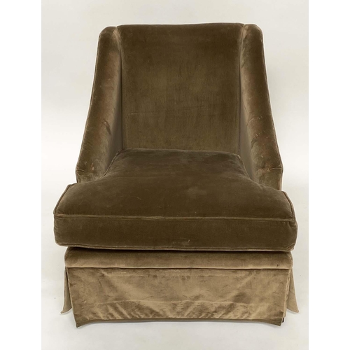 123 - ARMCHAIRS, a pair, Egerton moss green velvet upholstered, 70cm W. (2)