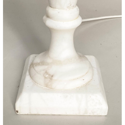 126 - ALABASTER LAMPS, a pair, 60cm H, turned column form, with shades. (2),