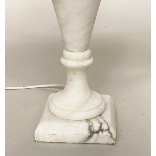 126 - ALABASTER LAMPS, a pair, 60cm H, turned column form, with shades. (2),