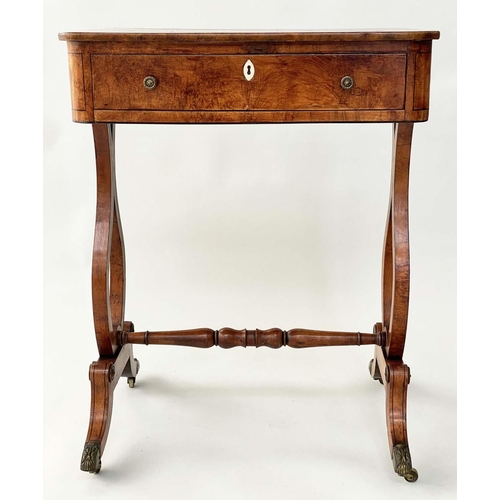 127 - SIDE TABLE, 57cm W x 45cm D x 74cm H, Regency satinwood, amboyna and crossbanded, with ebony and bon... 