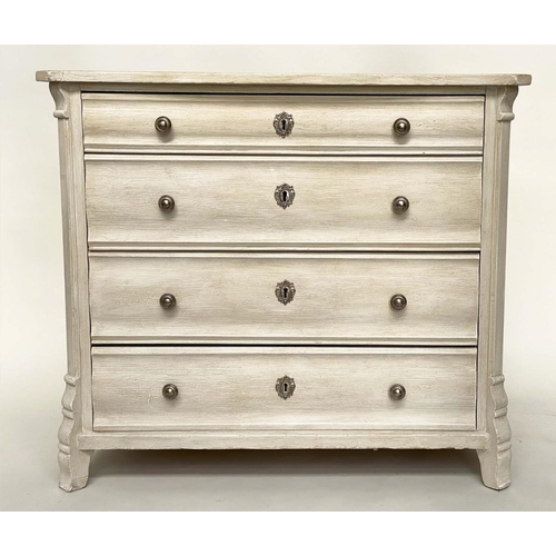 129 - COMMODE, 100cm W x 55cm D x 86cm H, 19th century French Napoleon III, traditionally grey painted, wi... 