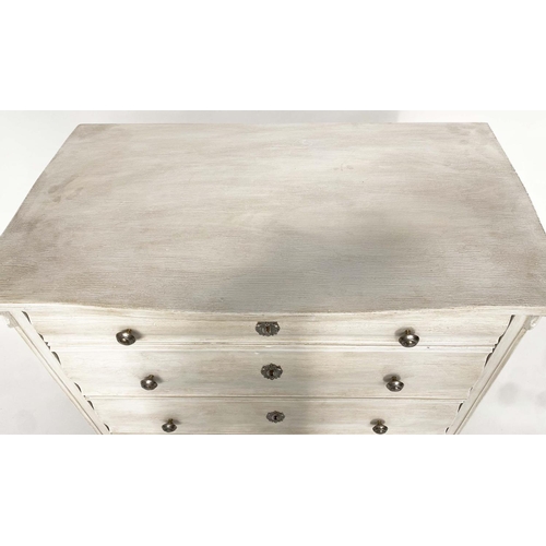 129 - COMMODE, 100cm W x 55cm D x 86cm H, 19th century French Napoleon III, traditionally grey painted, wi... 