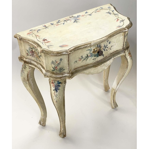 133 - VENETIAN COMMODES, a pair, early 20th century North Italian, Venice, parcel gilt and hand painted wi... 