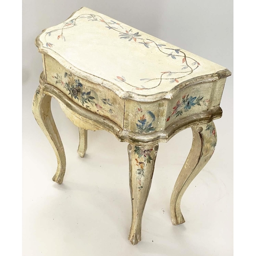 133 - VENETIAN COMMODES, a pair, early 20th century North Italian, Venice, parcel gilt and hand painted wi... 