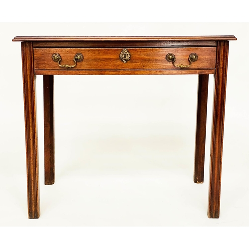 144 - WRITING TABLE, 81cm W x 46cm D x 72cm H, George III period mahogany, rectangular top with full width... 