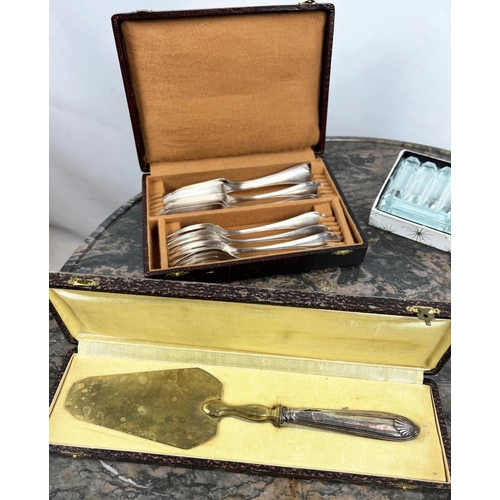 15 - QUANTITY OF FRENCH SILVER PLATED FLATWARE, including a Christofle ladle, animal knife rests and vari... 