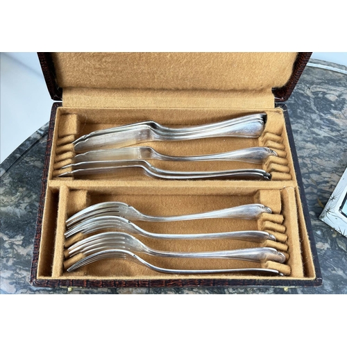 15 - QUANTITY OF FRENCH SILVER PLATED FLATWARE, including a Christofle ladle, animal knife rests and vari... 