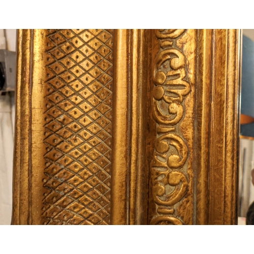 152 - LARGE WALL MIRROR, traditional gilt frame, bevelled edge glass, 146cm H x 230cm.