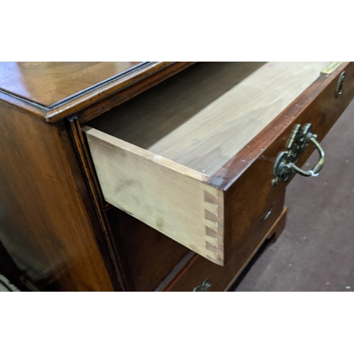 171 - CHEST, 55cm x 73cm x 82cm H, Georgian style with three drawers, in figured and crossbanded burr waln... 