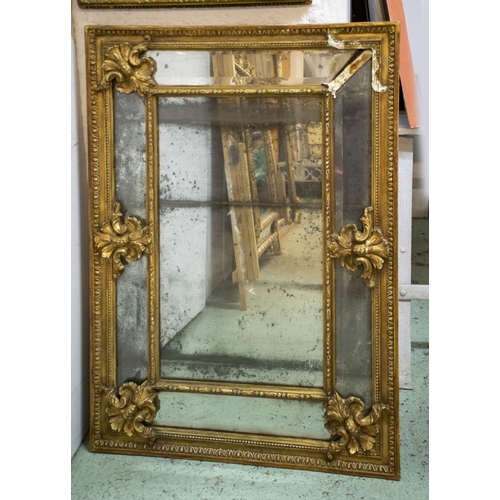 181 - WALL MIRROR, 81cm W x 115cm H, early 19th century Continental, the gilt frame with bevelled borders ... 