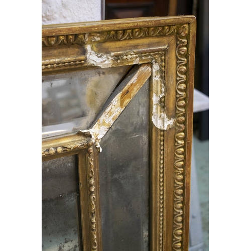 181 - WALL MIRROR, 81cm W x 115cm H, early 19th century Continental, the gilt frame with bevelled borders ... 