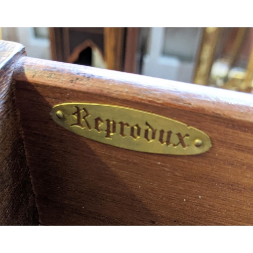 191 - WRITING TABLE, 169cm x 79cm x 77cm H, Regency style mahogany with three leather panel top and three ... 