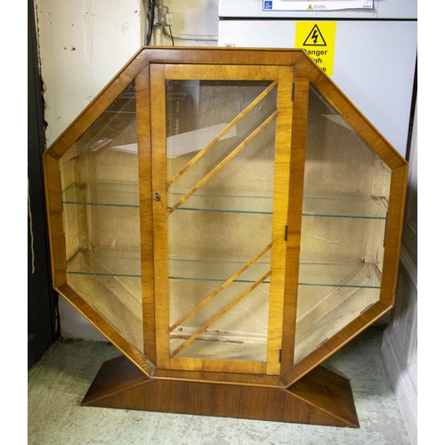 206 - RURKA OCTAGONAL DISPLAY CABINET, 128cm H x 114cm W x 28cm D, Art Deco, circa 1930, walnut, with glaz... 