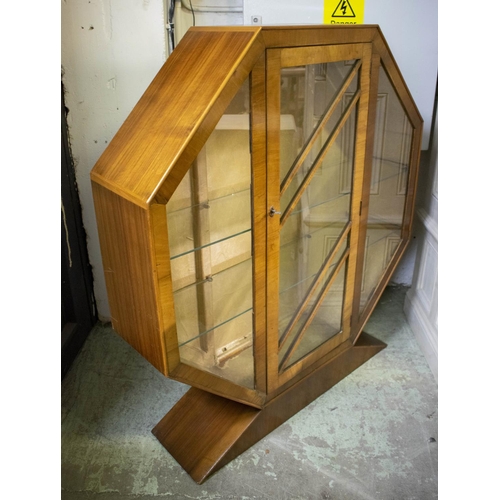 206 - RURKA OCTAGONAL DISPLAY CABINET, 128cm H x 114cm W x 28cm D, Art Deco, circa 1930, walnut, with glaz... 