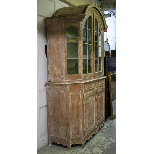 214 - DRESSER, 255cm H x 188cm W x 63cm D, 19th century stripped pine, with two glazed doors enclosing pai... 