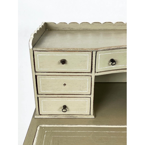 239 - BONHEUR DU JOUR, 101cm H x 691cm W x 54cm D, Georgian style, grey painted, with ten drawers.