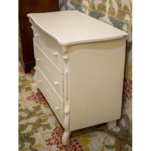 240 - COMMODE, 81cm H x 95cm W x 50cm D, North European, white painted, with three drawers.