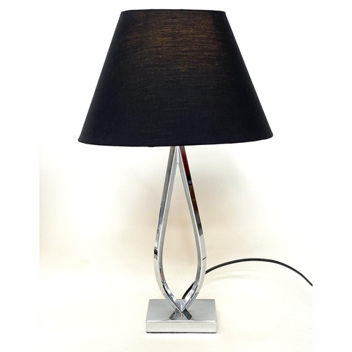 289 - ENDON TABLE LAMPS, a pair, loop chrome and plinth bases with shades, 51cm H. (2)