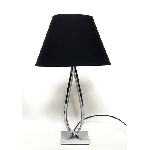 289 - ENDON TABLE LAMPS, a pair, loop chrome and plinth bases with shades, 51cm H. (2)