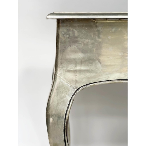 293 - EICHOLTZ CONSOLE TABLE, French style and silvered metal applied with cabriole supports, 45cm x 81cm ... 