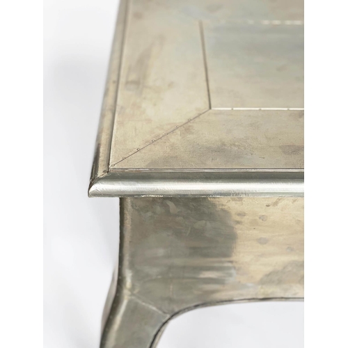 293 - EICHOLTZ CONSOLE TABLE, French style and silvered metal applied with cabriole supports, 45cm x 81cm ... 