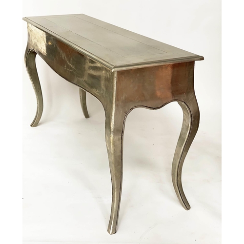 293 - EICHOLTZ CONSOLE TABLE, French style and silvered metal applied with cabriole supports, 45cm x 81cm ... 