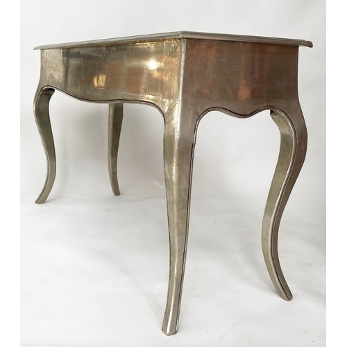 293 - EICHOLTZ CONSOLE TABLE, French style and silvered metal applied with cabriole supports, 45cm x 81cm ... 