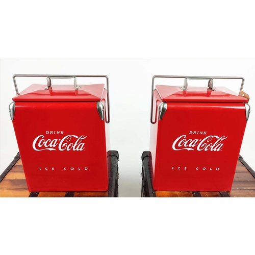 302 - ADVERTISING ICE BUCKETS, 43cm H x 32cm W x 24cm D, a pair, 1950s American style, painted metal. (2)