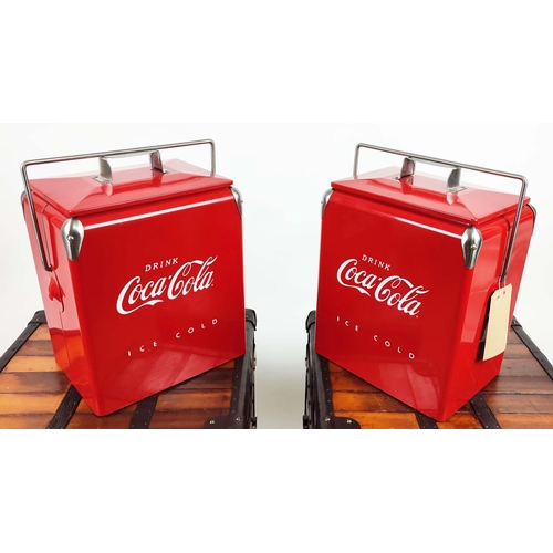 302 - ADVERTISING ICE BUCKETS, 43cm H x 32cm W x 24cm D, a pair, 1950s American style, painted metal. (2)