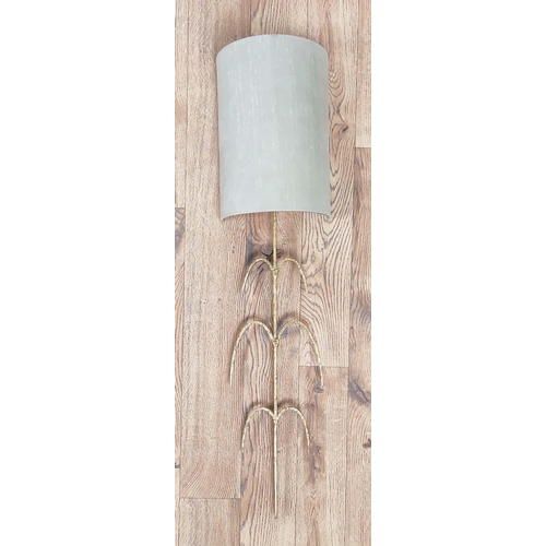 380 - WALL LIGHTS, a set of four, with Porta Romana shades, gilt metal, 97cm each. (4)