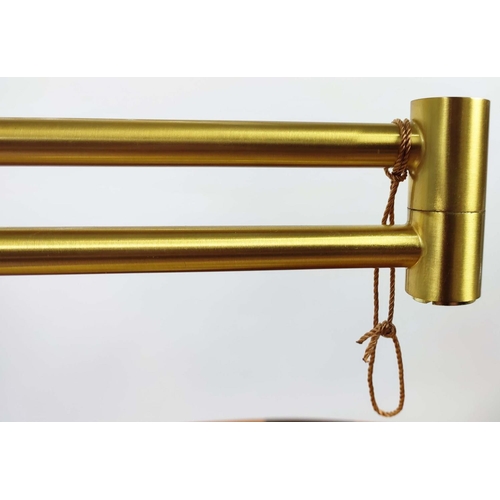 381 - LAUREN RALPH LAUREN HOME TABLE LAMPS, a pair, swing arm design, gilt metal with shades, 50cm H. (2)