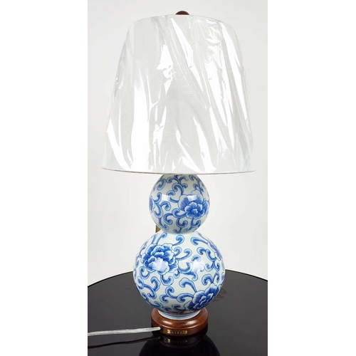 382 - LAUREN RALPH LAUREN HOME TABLE LAMPS, a pair, Chinese export style blue and white ceramic with shade... 