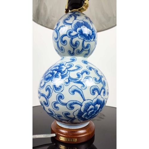 382 - LAUREN RALPH LAUREN HOME TABLE LAMPS, a pair, Chinese export style blue and white ceramic with shade... 