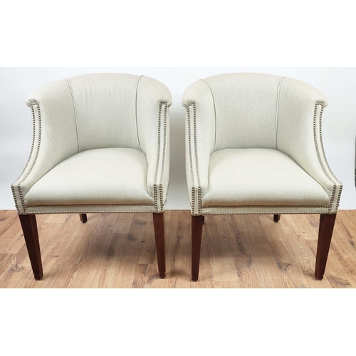 407 - ODD CHAIR COMPANY TUB CHAIRS, a set of four, each 62cm W. (4)