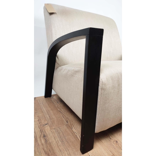 408 - LOVE SEAT, 98cm x 90cm H, black arms.