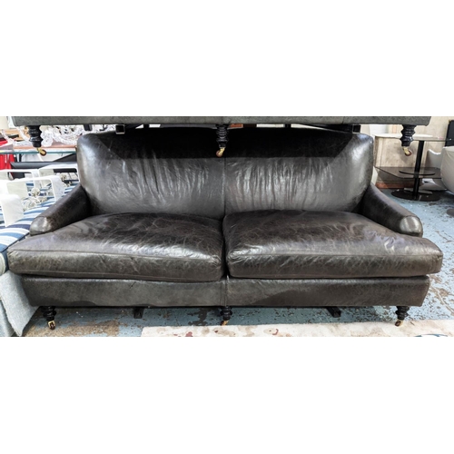 412 - SOFA, Howard style, leather, 192cm x 90cm x 89cm H.