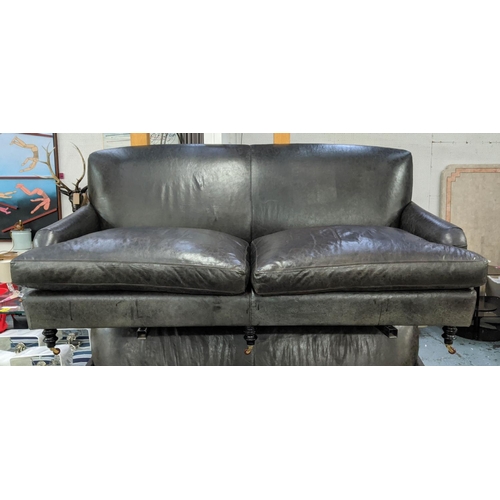 413 - SOFA, Howard style, leather, 192cm x 90cm x 89cm H.