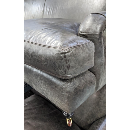 413 - SOFA, Howard style, leather, 192cm x 90cm x 89cm H.