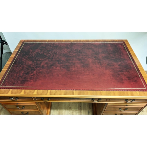 416 - PEDESTAL DESK, 151cm x 94cm, red top.