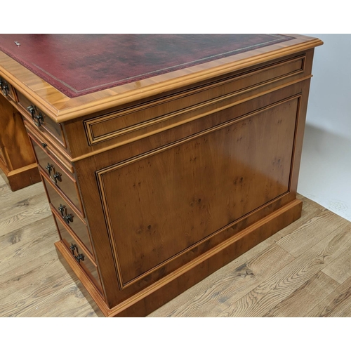 416 - PEDESTAL DESK, 151cm x 94cm, red top.