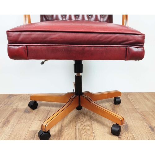 417 - BUTTONED BACK SEAT DESK CHAIR, 68cm x 120cm H.