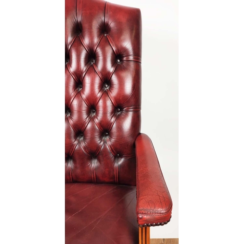 417 - BUTTONED BACK SEAT DESK CHAIR, 68cm x 120cm H.