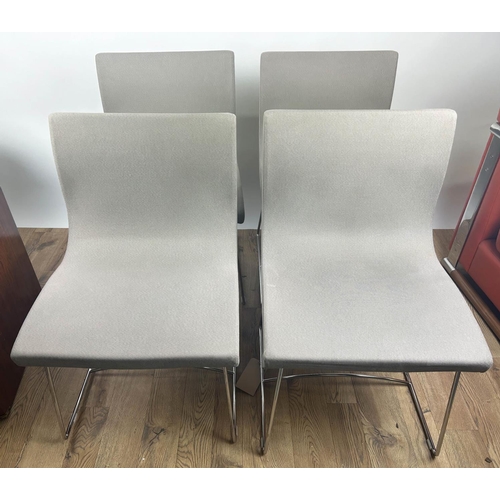 421 - LIGNE ROSET DINING CHAIRS, a set of four, 49cm x 82cm H x 50cm, in grey upholstery. (4)