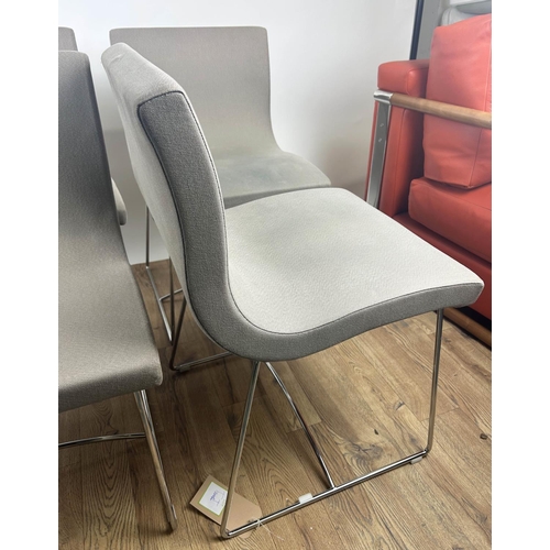 421 - LIGNE ROSET DINING CHAIRS, a set of four, 49cm x 82cm H x 50cm, in grey upholstery. (4)