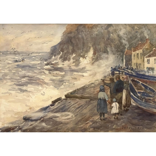 44 - J W BOOTH RCA (1867-1953), 'The wreck of the skip jack' off stathes, watercolor on paper, 54cm H x 6... 