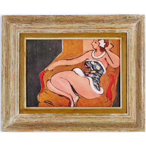 68 - Henri Matisse, Jeune femme assise avec fleur, Off set lithograph, signed in the plate, Vintage Frenc... 