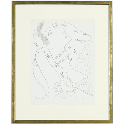 77 - HENRI MATISSE, collotype, Woman with necklace, L15 Suite: Themes & variations 1943, printed by Marti... 