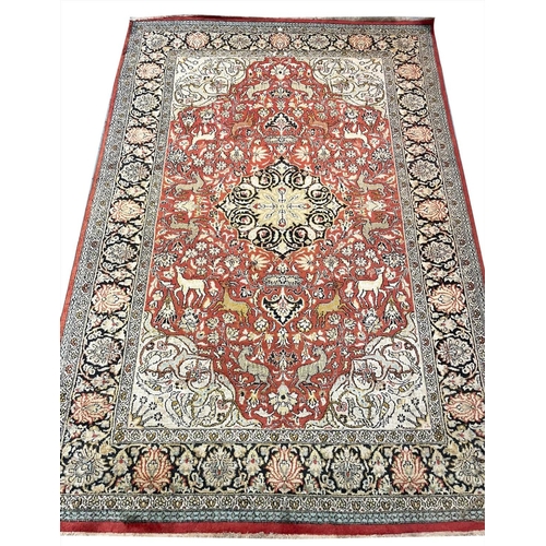 88 - PURE SILK KASHMIR RUG, 180cm x 122cm.