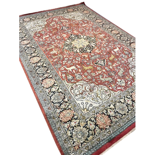 88 - PURE SILK KASHMIR RUG, 180cm x 122cm.