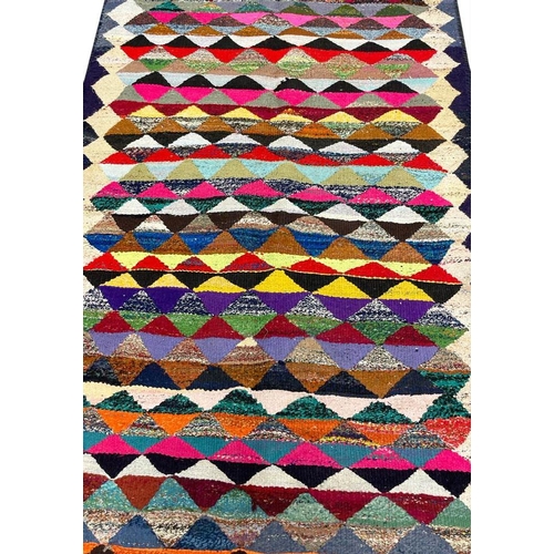 91 - VINTAGE PERSIAN TRIBAL KILIM, 310cm x 120cm.